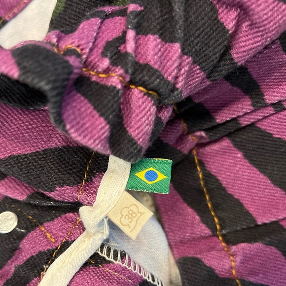 Farm Rio Leopard Animal Print Paper Bag High Waist Stretchy Denim Shorts Sz 4-6 - Picture 4 of 6